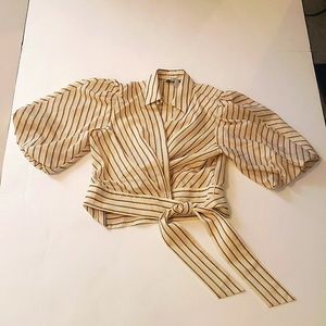 NWT crop pinstripe shirt with puffy sleeves